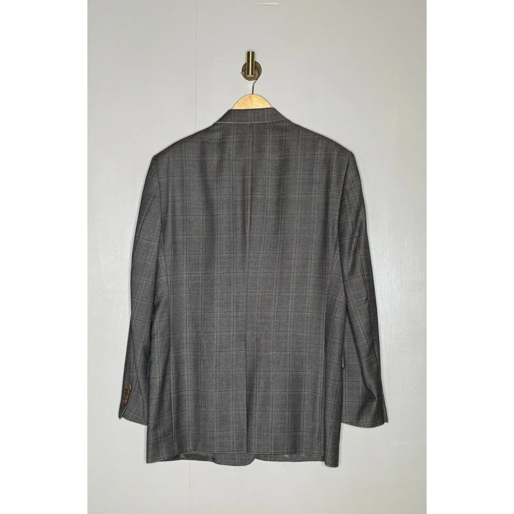 Daniel Cremieux Collection Mens Gray Brown Plaid 2-Button Sport Coat Blazer